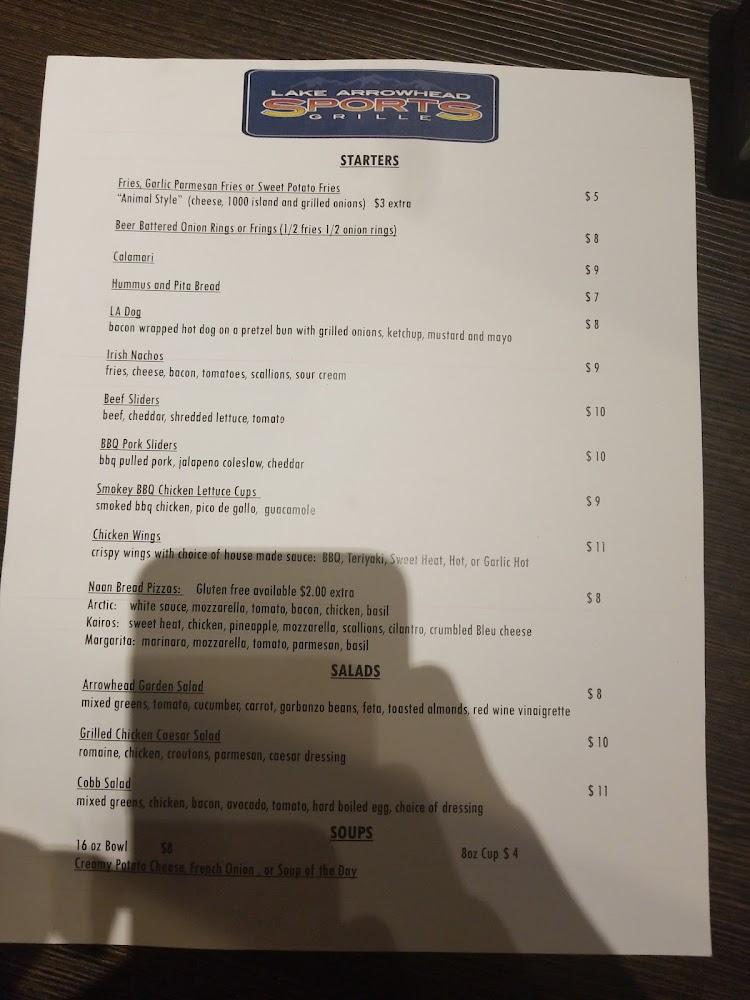 Lake Arrowhead Sports Grille Menu image 4